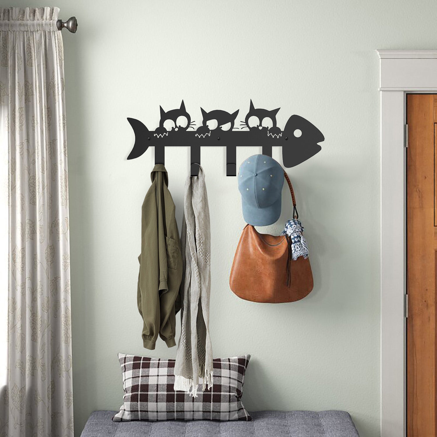 Steti Wall Mounted Cat Coat Rack, Modern 16 Inch Towel rack with 4
